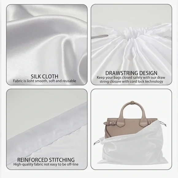 SOLD - Silk Dust Bag for Handbags - White - Picture 2 of 2